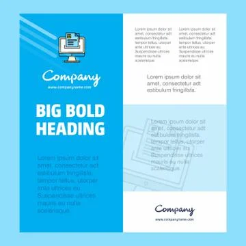 Document in computer Business Company Poster Template. with place for text an Ilustração Stock