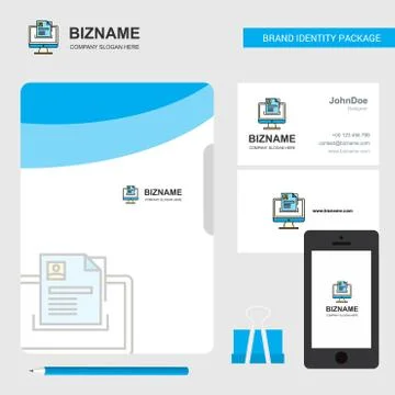 Document in computer Business Logo, File Cover Visiting Card and Mobile App D Stock Illustration