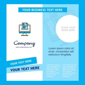 Document in computer Company Brochure Template. Vector Busienss Template Stock Illustration