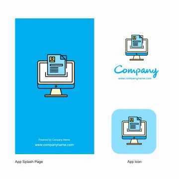 Document in computer Company Logo App Icon and Splash Page Design. Creative B Stock Illustration