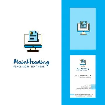 Document in computer Creative Logo and business card. vertical Design Vector Stock Illustration