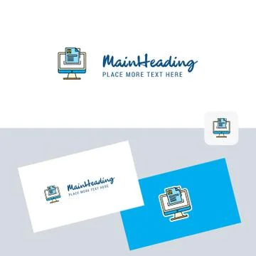 Document in computer vector logotype with business card template. Elegant cor Ilustración de archivo