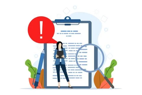Document concept with red alert or error detected notification Stock Illustration