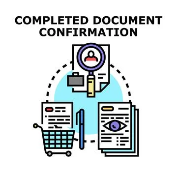 Document confirmation process receiving review and approval 库存插图