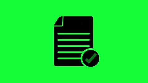 Document confirmed black icon on green screen background, paper processing .. Stock Footage 331531087