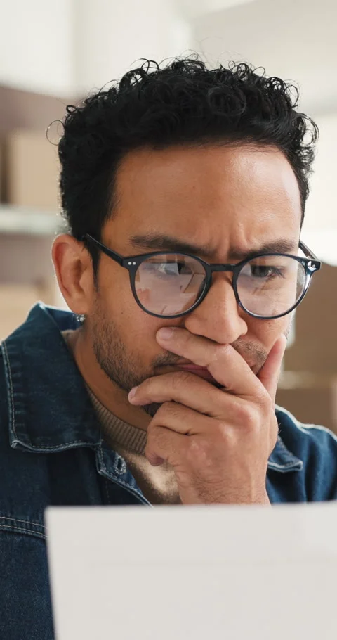 Document, confused or man in logistics office with order mistake or invoice Stock Footage 332322106