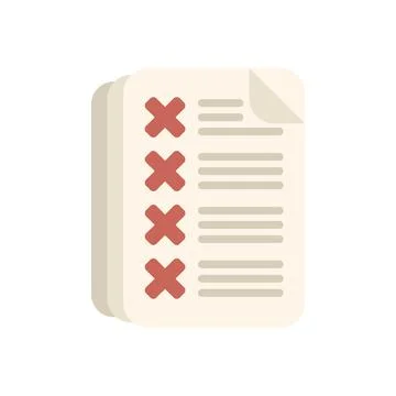 Document containing crossed out list of items icon Stock Illustration