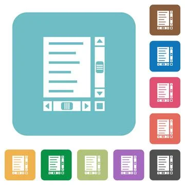 Document with content and scroll bars rounded square flat icons Illustrazione stock