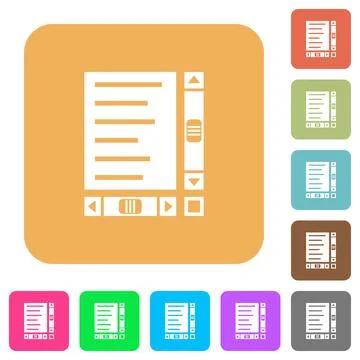 Document with content and scroll bars rounded square flat icons Illustrazione stock
