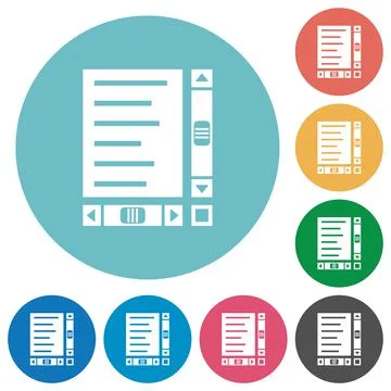 Document with content and scroll bars flat round icons Stockillustratie