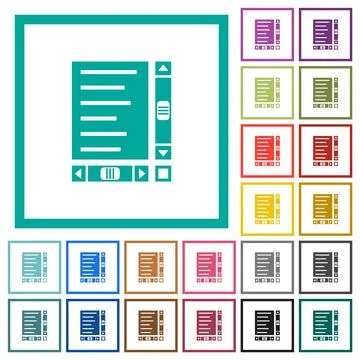 Document with content and scroll bars flat color icons with quadrant frames Illustrazione stock
