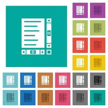 Document with content and scroll bars square flat multi colored icons Stock Illustration