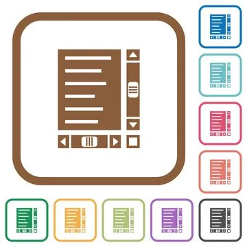 Document with content and scroll bars simple icons Illustrazione stock