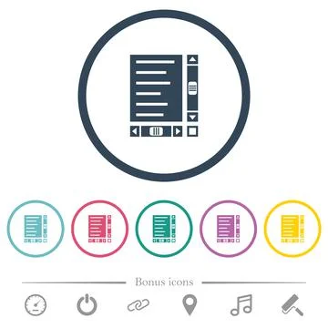 Document with content and scroll bars flat color icons in round outlines Illustrazione stock