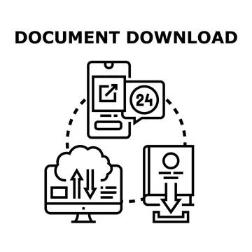 Document content download sharing and cloud service 库存插图