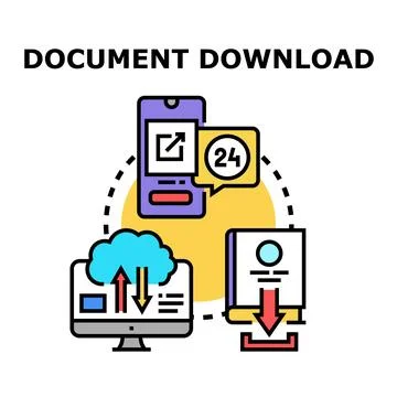 Document content download sharing and cloud service Stock Illustration