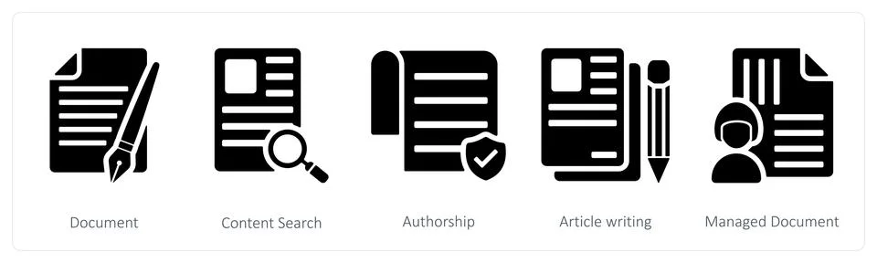 Document, content search, authorship Illustrazione stock