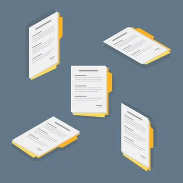 Document, Contract papers, Isometric, Flat icon Stock Illustration