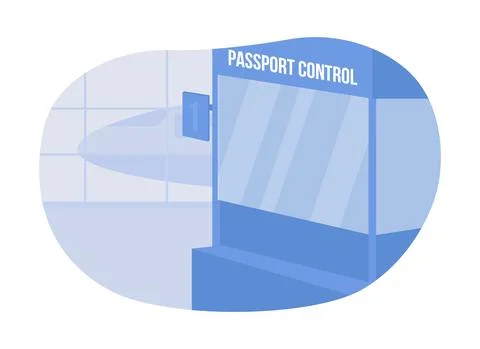Document control in airport 2D vector isolated illustration イラスト素材