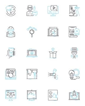 Document control linear icons set. Compliance, Tracking, Workflow, Archiving Illustrazione stock
