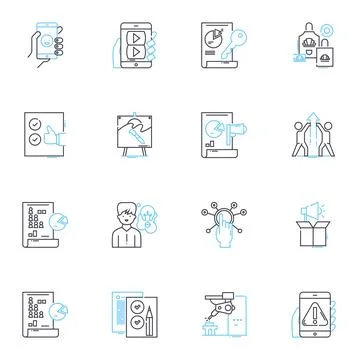 Document control linear icons set. Compliance, Tracking, Workflow, Archiving Stock Illustration