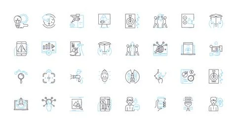 Document control linear icons set. Compliance, Tracking, Workflow, Archiving Illustrazione stock