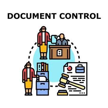 Document control process managing legal administration paperwork 库存插图