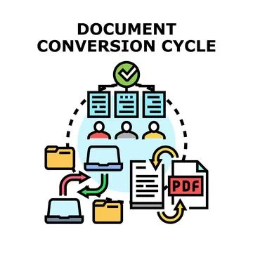 Document conversion cycle for digital data management Illustrazione stock