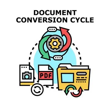 Document conversion cycle for digital data processing Stock-Illustration