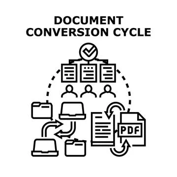 Document conversion cycle for digital data management Stock Illustration