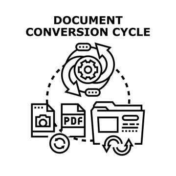 Document conversion cycle for digital data processing Stock Illustration