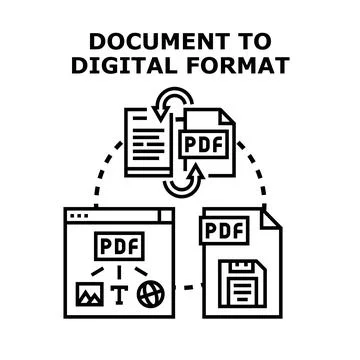 Document converting to digital pdf format online Stock Illustration