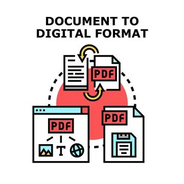 Document converting to digital pdf format online Stock Illustration