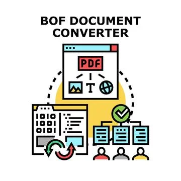 Document converting process delivering organized digital information Stock Illustration