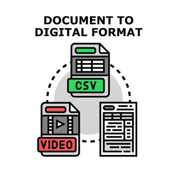 Document converting process to digital file formats 스톡 일러스트