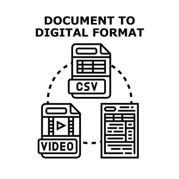Document converting process to digital file formats Stock Illustration