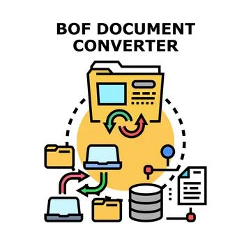 Document converting system with data processing workflow icon Stock Illustration