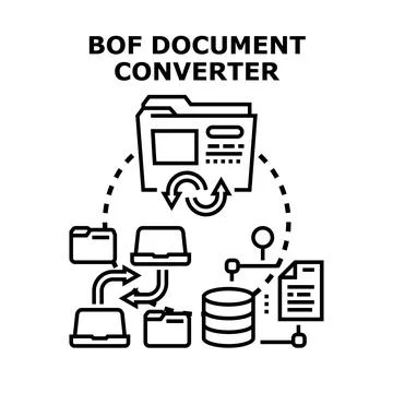 Document converting system with data processing workflow icon Illustrazione stock