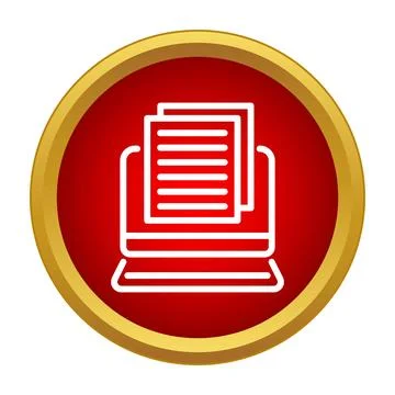 Document copying printer scanner flat red button Stock Illustration
