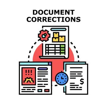 Document corrections process with editing and review tools Illustrazione stock
