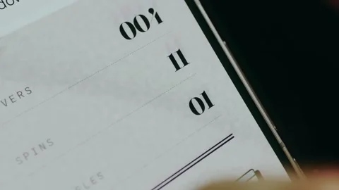 Document with counted numbers of hovers, spins, shuffles as technical indicators Stock Footage 334457452