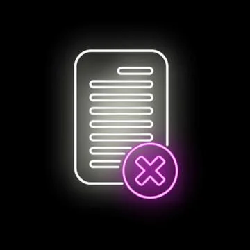 Document with cross mark neon glowing icon Stockillustratie