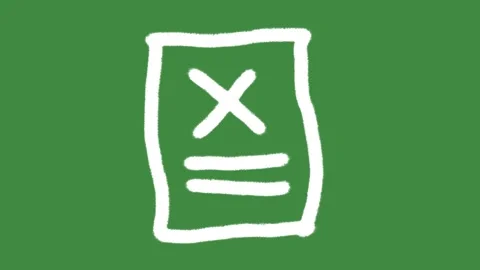 Document cross-mark paper sheet hand-drawn cartoon graphic with chalk outline Stock Footage 340631590