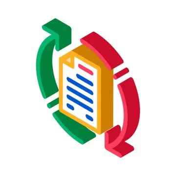 Document Cycle isometric icon vector illustration Stock Illustration