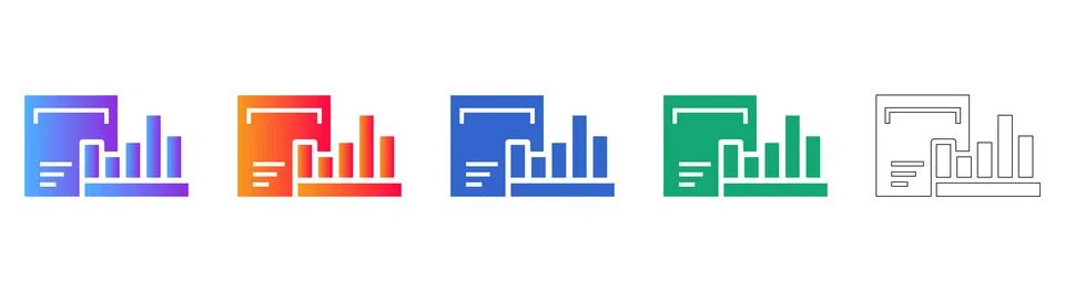 Document Data Analysis Report Icons Illustrazione stock