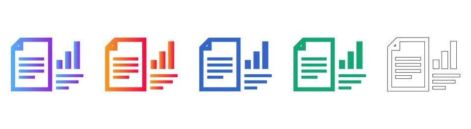 Document Data Analytics Icon Set Illustrazione stock