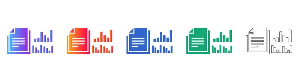 Document Data Analytics Icons 스톡 일러스트