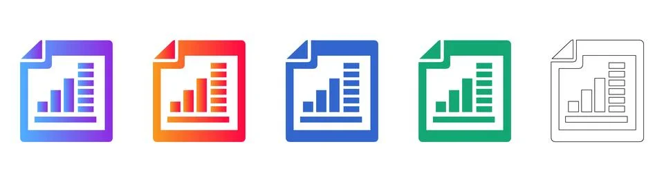 Document Data Analytics Report Icons Illustrazione stock