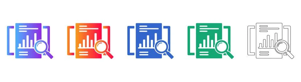 Document Data Audit and Search Icons Stock Illustration