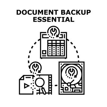 Document data backup and recovery management Illustrazione stock